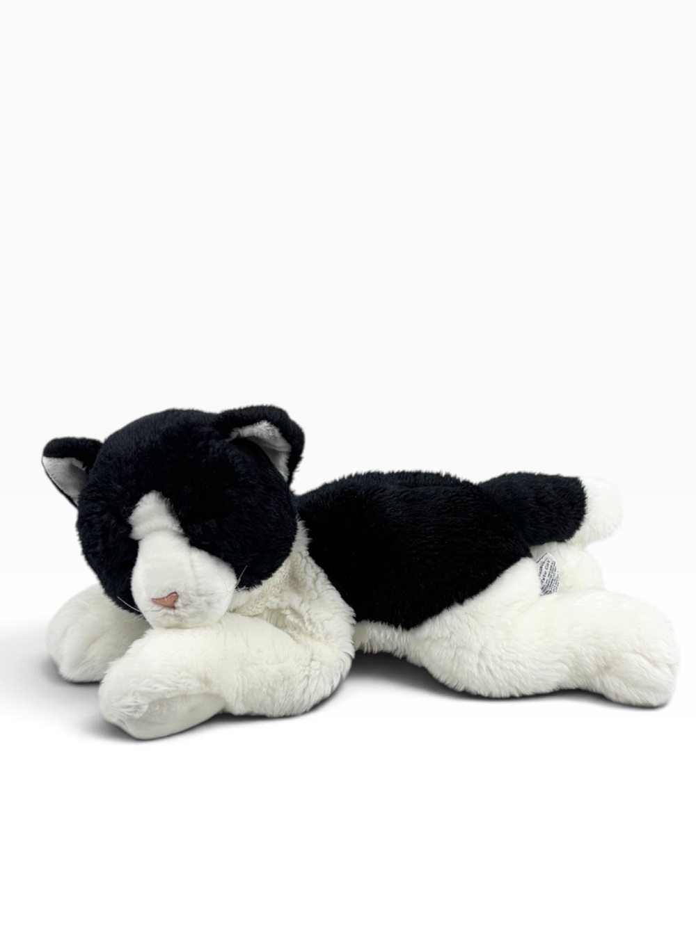 Russ Berrie Yomiko Classics Retired 16” Black & White Floppy Lying Plush Cat